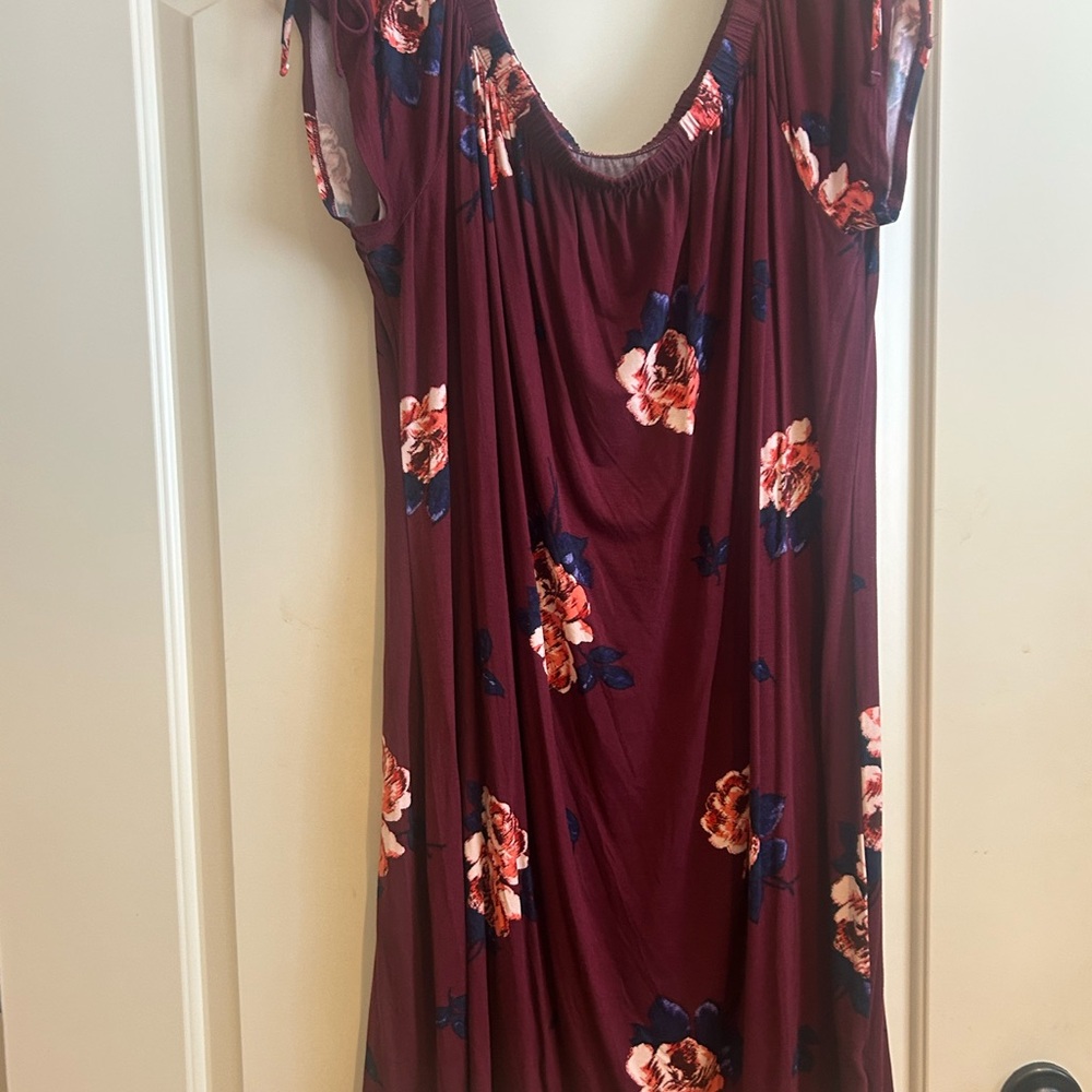 Maurices Burgundy Floral Maxi Dress